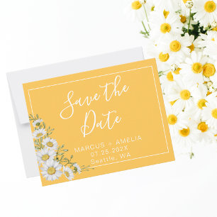 Pretty Yellow & White Daisies Save the Date Announcement