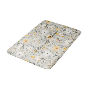 Pretty Yellow White Flowers Dreams Bath Mat
