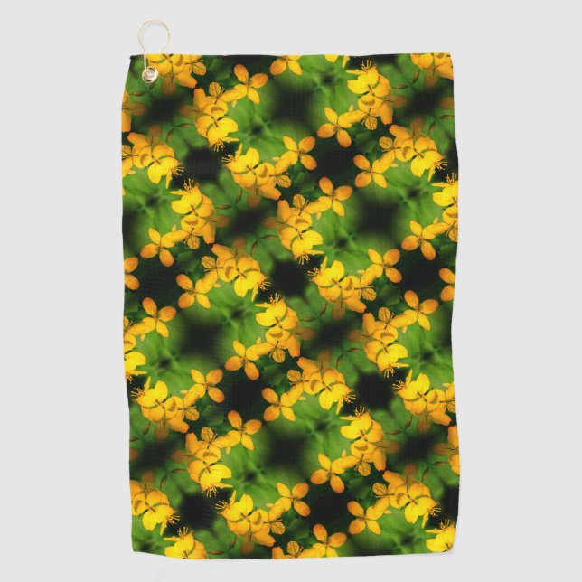 Pretty Yellow Wildflowers Abstract Pattern       Golf Towel (Front)