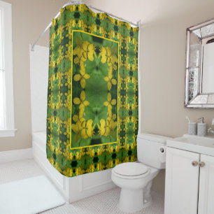 Pretty Yellow Wildflowers Abstract Pattern     Shower Curtain