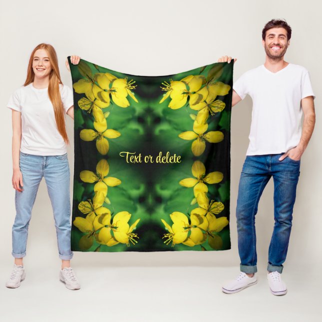 Pretty Yellow Wildflowers Abstract Personalised Fleece Blanket (In Situ)