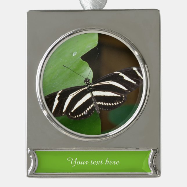 Pretty Zebra Longwing Butterfly Custom Ornament (Front)