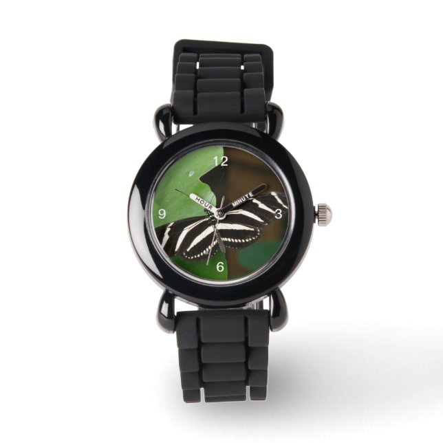 Pretty Zebra Longwing Butterfly Glitter Watch (Front)