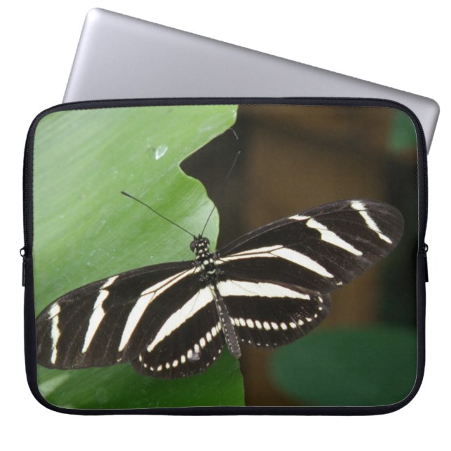 Pretty Zebra Longwing Butterfly Laptop Sleeve (Front)