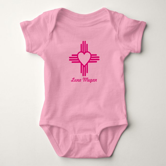 Pretty Zia Heart Pink Baby Girl Bodysuit (Front)