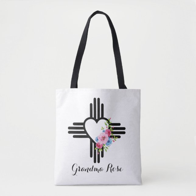 Pretty Zia Heart with Roses Personalised Gift Tote Bag (Front)