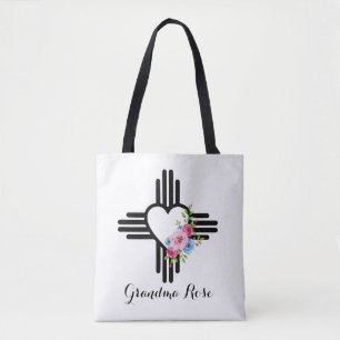 Pretty Zia Heart with Roses Personalized Gift Tote Bag