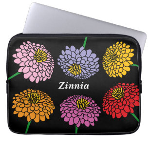 Pretty Zinnia flower design custom colour Laptop Sleeve
