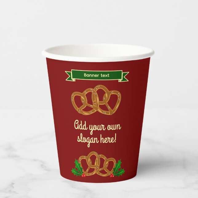 Pretzel Christmas Event or Party - add text Paper Cups (Front)