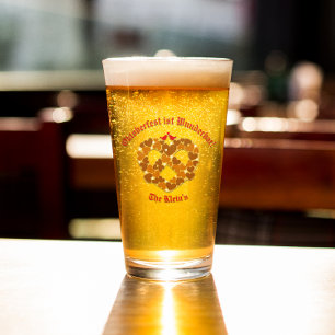 Pretzel Heart Oktoberfest Personalised Glass