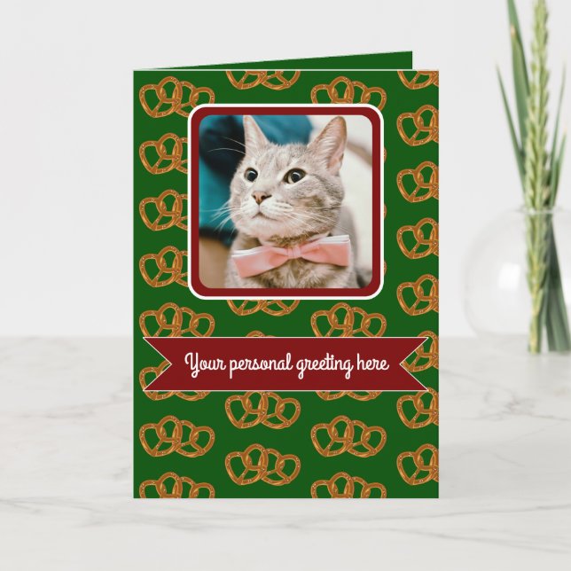 Pretzel pattern holiday wishes - your photo & text card (Front)