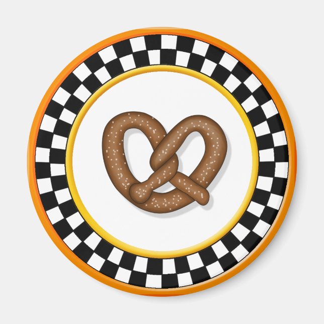Pretzel & Round Chequerboard Magnet (Front)