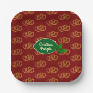 Pretzel Snack in Festive Colors for Holiday Buffet Paper Plate