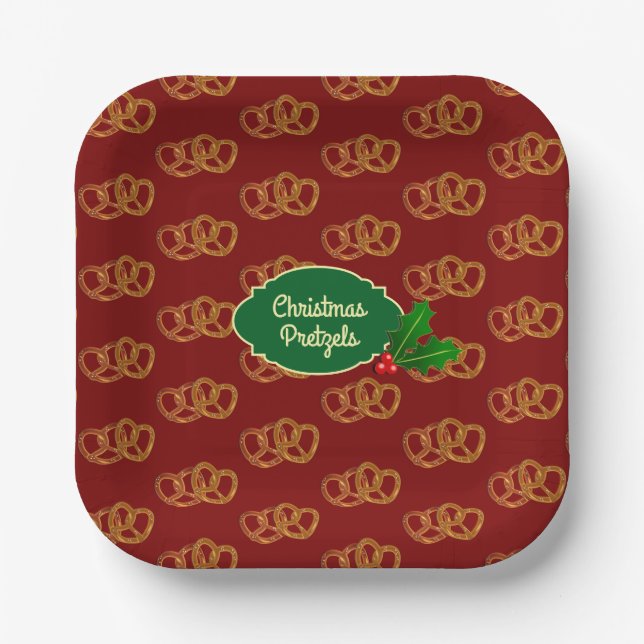 Pretzel Snack in Festive Colours for Holiday Buffe Paper Plate (Front)
