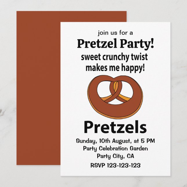 Pretzel Sweet Crunchy Twist Makes Me Happy Pretzel Invitation (Front/Back)