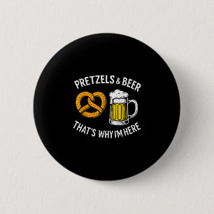 Pretzels &amp; beer lederhosen beer festival party 6 cm round badge