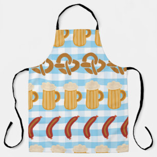 Pretzels beer sausage lined up seamless vintage il apron