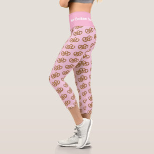 Pretzels with Your Funny Caption at Waist pretty Capri Leggings