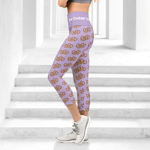Pretzels with Your Funny Caption at Waist pretty Capri Leggings