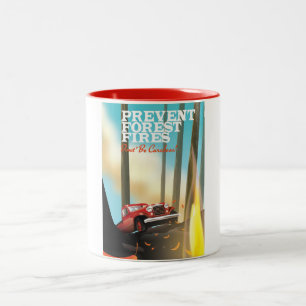 Prevent Forest Fires Safety poster. Two-Tone Coffee Mug