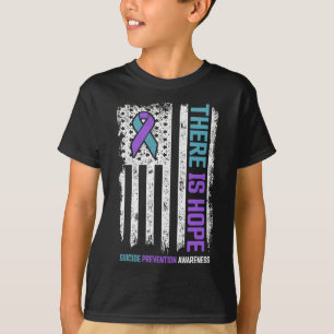 Prevention American Flag Hope Suicide Awareness  T-Shirt