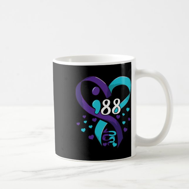 Prevention Awareness 988 Heart Teal And Purple  Coffee Mug (Right)