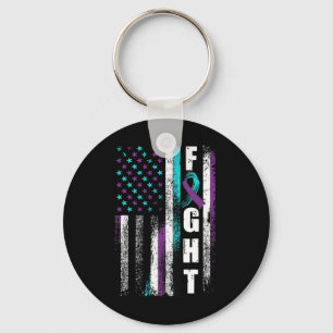 Prevention Awareness American Flag Distress  Key Ring