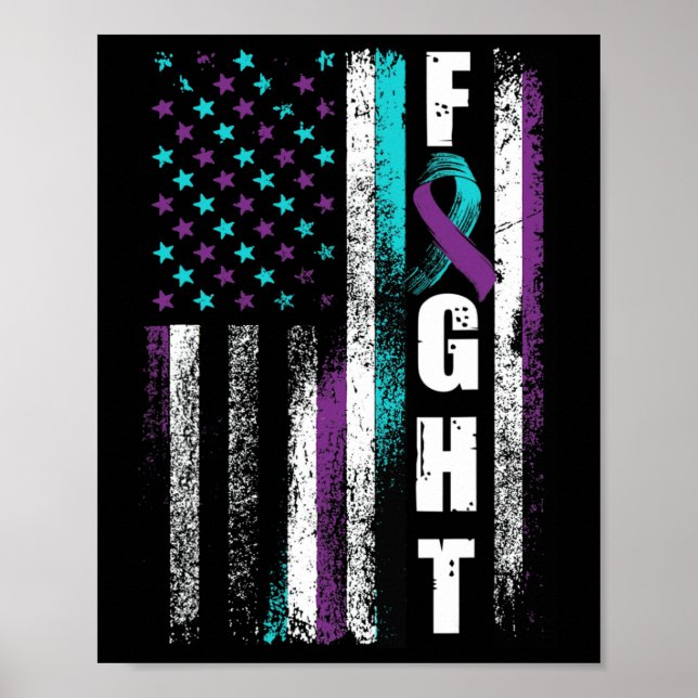 Prevention Awareness American Flag Distress  Poster (Front)