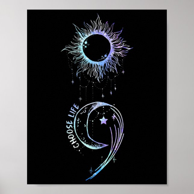 Prevention Awareness Choose Life Semicolon Gothic  Poster (Front)