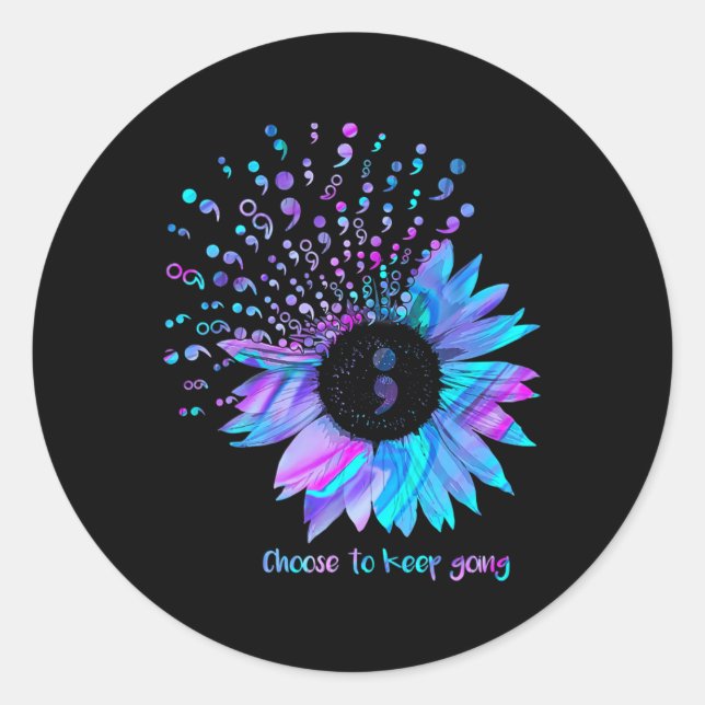 Prevention Awareness Choose To Keep Going  Classic Round Sticker (Front)