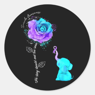 Prevention Awareness Flower Elephant Ribbon Gift Classic Round Sticker