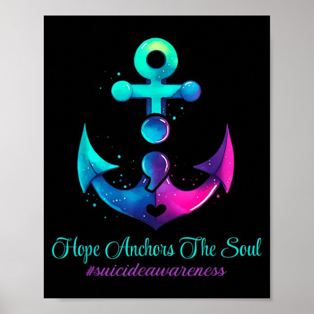 Prevention Awareness Semicolon Anchor Design Poster (Front)