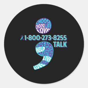 Prevention Awareness Semicolon Prevent Suicide  Classic Round Sticker