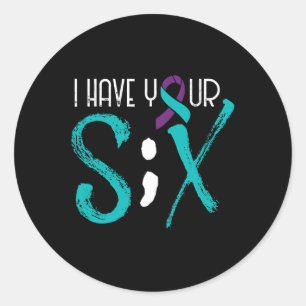 Prevention Awareness Semicolon Six Support  Classic Round Sticker