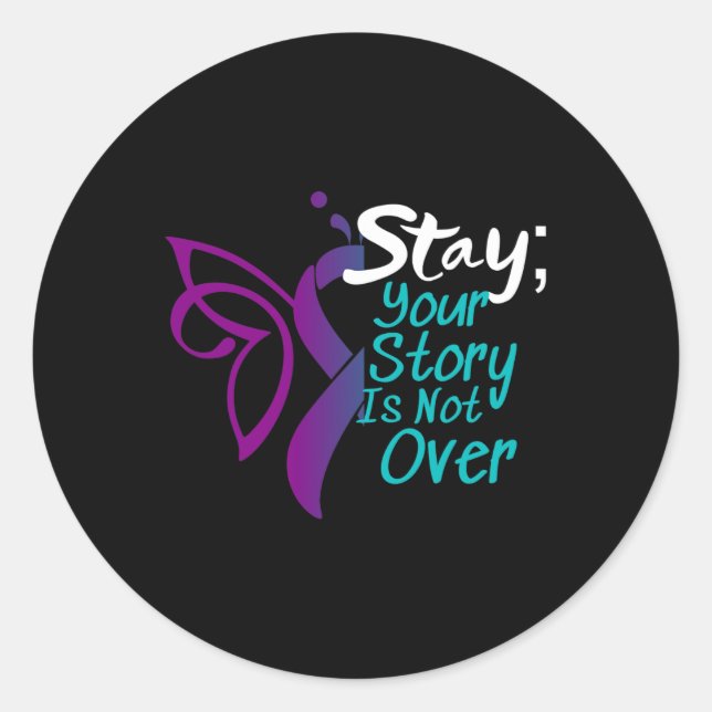 Prevention Awareness Semicolon Stay  Classic Round Sticker (Front)