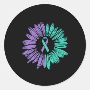 Prevention Awareness Sunflower Ribbon You Problem Classic Round Sticker