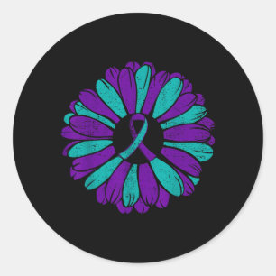 Prevention Awareness Teal Purple Ribbon Matter Classic Round Sticker