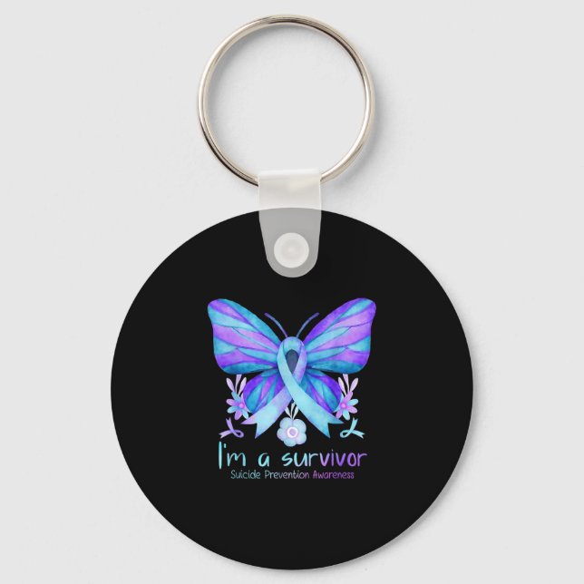 Prevention awareness week butterfly a survivor key ring (Front)