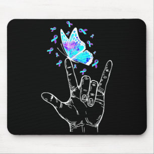 Prevention awareness week butterfly love hand sign mouse pad
