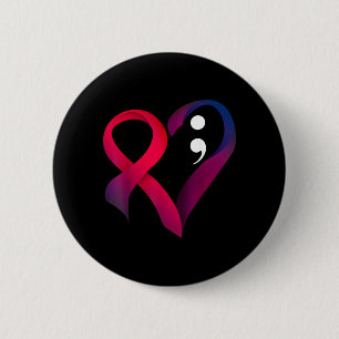Prevention Heart Semicolon Mental Health Awareness 6 Cm Round Badge