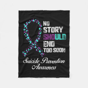 Prevention No Story Should End Teal And Purple Rib Fleece Blanket
