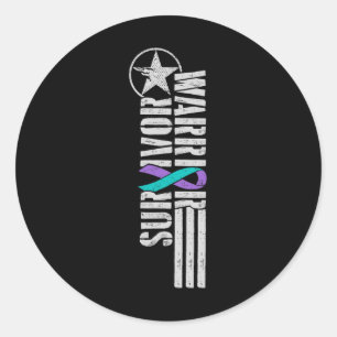 Prevention Warrior Survivor - Military-style  Classic Round Sticker
