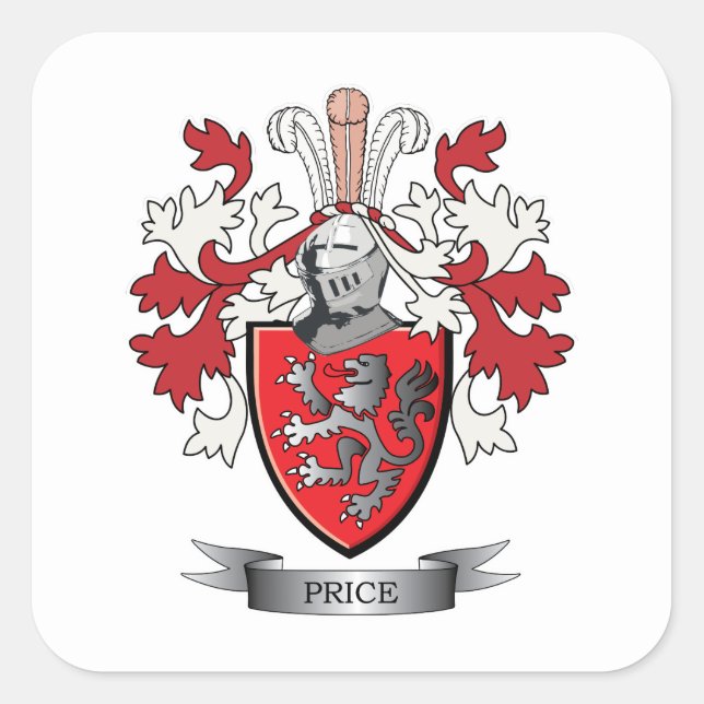 Price Family Crest Coat of Arms Square Sticker (Front)