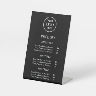 Price List Black Modern Business Logo Pedestal Sign