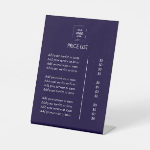 Price List   Business Logo Modern blue colour  Pedestal Sign