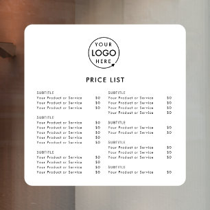 Price List   Business Logo Modern Minimalist White