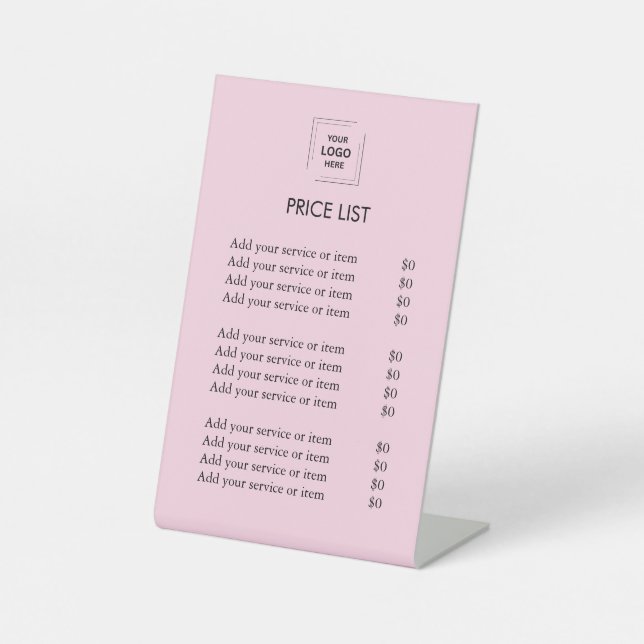 Price List | Business Logo Modern pink colour Pedestal Sign (Front)