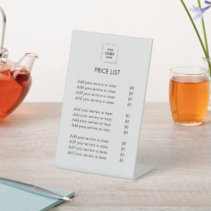 Price List Business Logo Modern Silver Grey Pedestal Sign