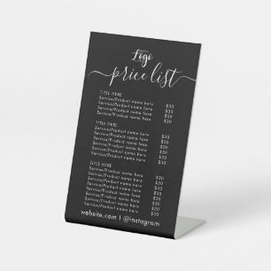 PRICE LIST Business Logo Opening Hours Pedestal Sign