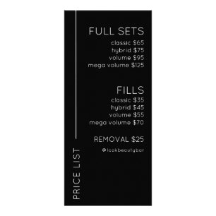 Price List Card for Lash Extensions